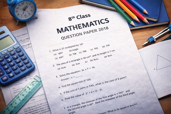 8th Class Maths Question Paper 2018