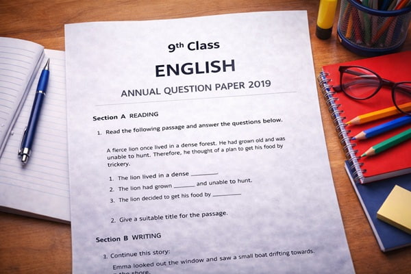 9th English Annual Question Paper 2019