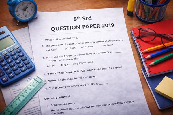 8th Std Question Paper 2019 All Boards