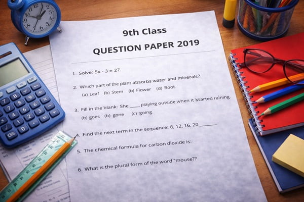 9th Class Question Paper 2019